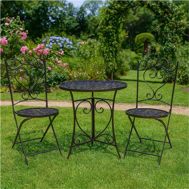 HTI-Line Tischgruppe Curly mit Tisch und 3 Stühlen für Garten und Veranda, Rund - Bild 1