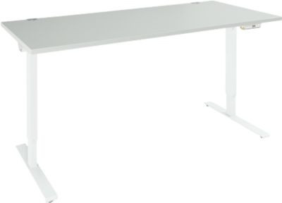 Schäfer Shop Genius Schreibtisch AERO FLEX, elektrisch höhenverstellbarer Schreibtisch mit T-Fuß und Memorypanel, Rechteck, Farbe: lichtgrau/weißalu, Breite: 180 cm - Bild 1
