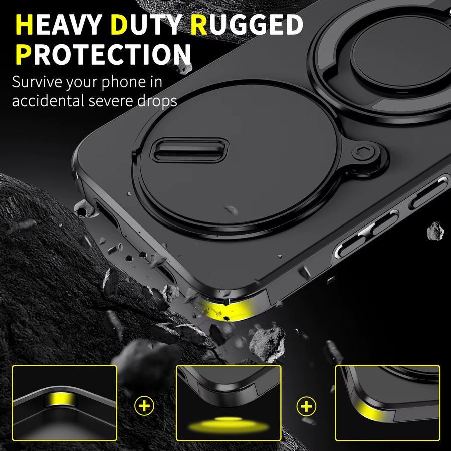 Xiaomi Handyhülle mit 360-Grad drehbarer magnetischer Halterung und Kameraschutz für Redmi Note 15 14 13 Pro Plus 14s in Schwarz oder Blau - Bild 2