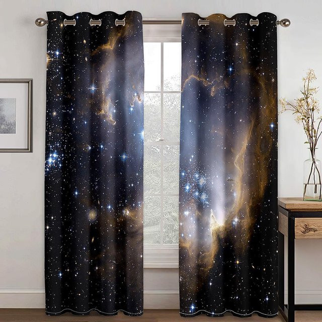 Yiran Furniture Duschvorhang mit Waldlandschaft im 3D-Druck, 2er-Set aus Polyester, halbtransparent, Mehrfarbig, Breite: 50 cm, Höhe: 60 cm - Bild 1