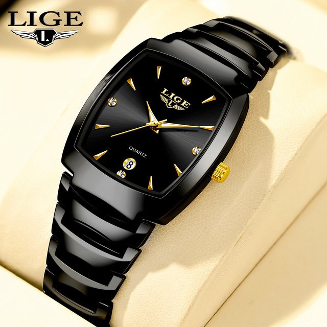 LIGE Armbanduhr, Quarz, Silikon, Schwarz, Damen - Bild 1