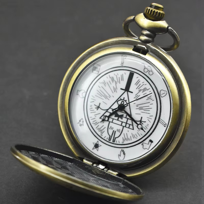 Wecin Taschenuhr-Halskettenanhänger, Quarz, Messing, Dreieckig, Unisex - Bild 2