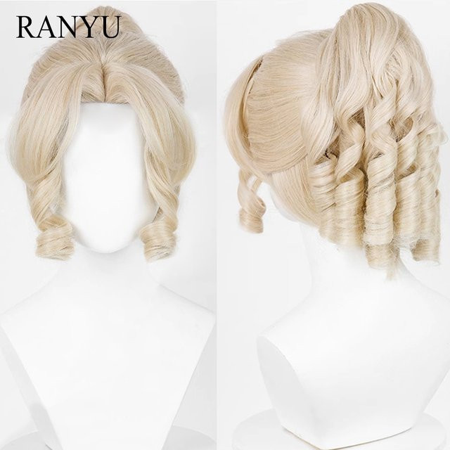 RANYU Perücke, kurze gewellte blonde Pferdeschwanz, synthetisch - Bild 1