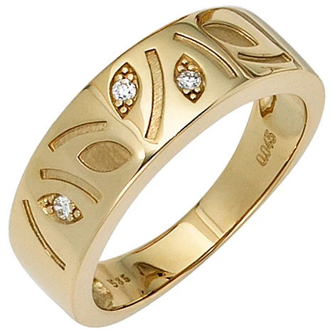 Colfem Ring 585 Gelbgold, 3 Diamanten, Damen, Größe 54 - Bild 1