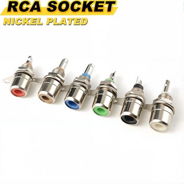 RCA Panel Mount Stecker und Buchse Adapter Set, vernickelt, Blau - Bild 1