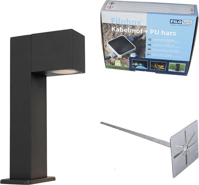 QAZQA Baleno Industrielle Stehende Außenleuchte aus Aluminium in Anthrazit, IP44, Höhe: 30 cm - Bild 1