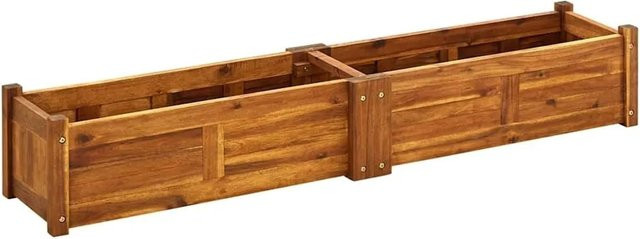 vidaXL Garten-Hochbeet aus Akazienholz in Braun, B/T/H: 150 x 30 x 25 cm - Bild 1