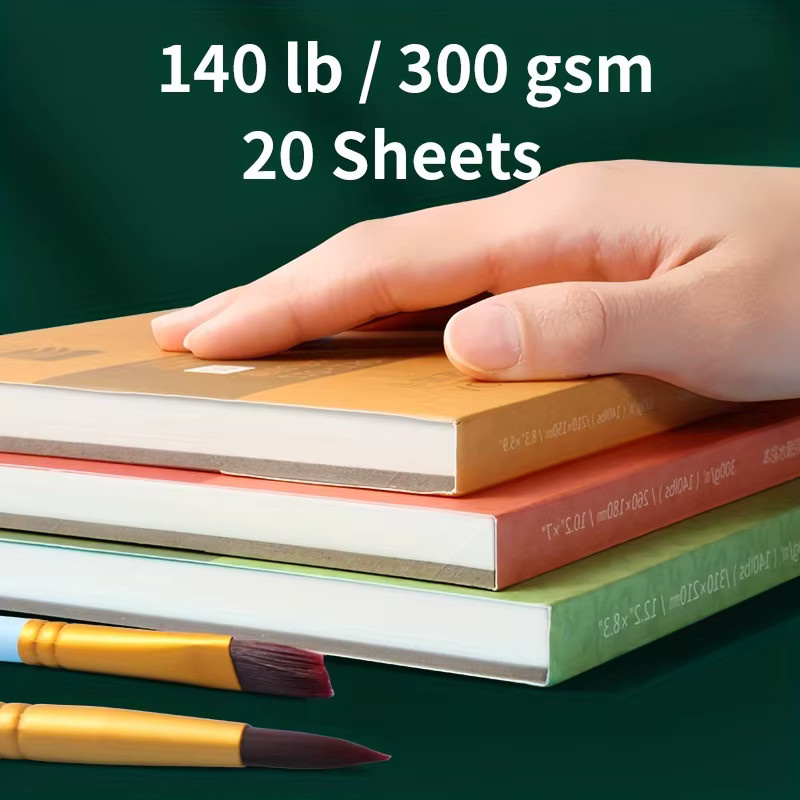 Professioneller Aquarellpapierblock mit 20 Blatt, 300 g/m2, für Aquarell- und Tintenmalerei, Breite: 17,8 cm, Höhe: 12,4 cm - Bild 5
