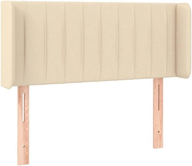 vidaXL Kopfteil mit Ohren in Creme, gepolstertes Stoff-Kopfteil aus Polyester und Lärchenholz, B/T/H: 103 x 16 x 78/88 cm - Bild 1
