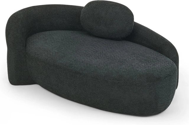 PXloue 2-Sitzer Stoffsofa aus Teddyfell und Schaumstoff, Bodensessel Schwarz - Bild 1