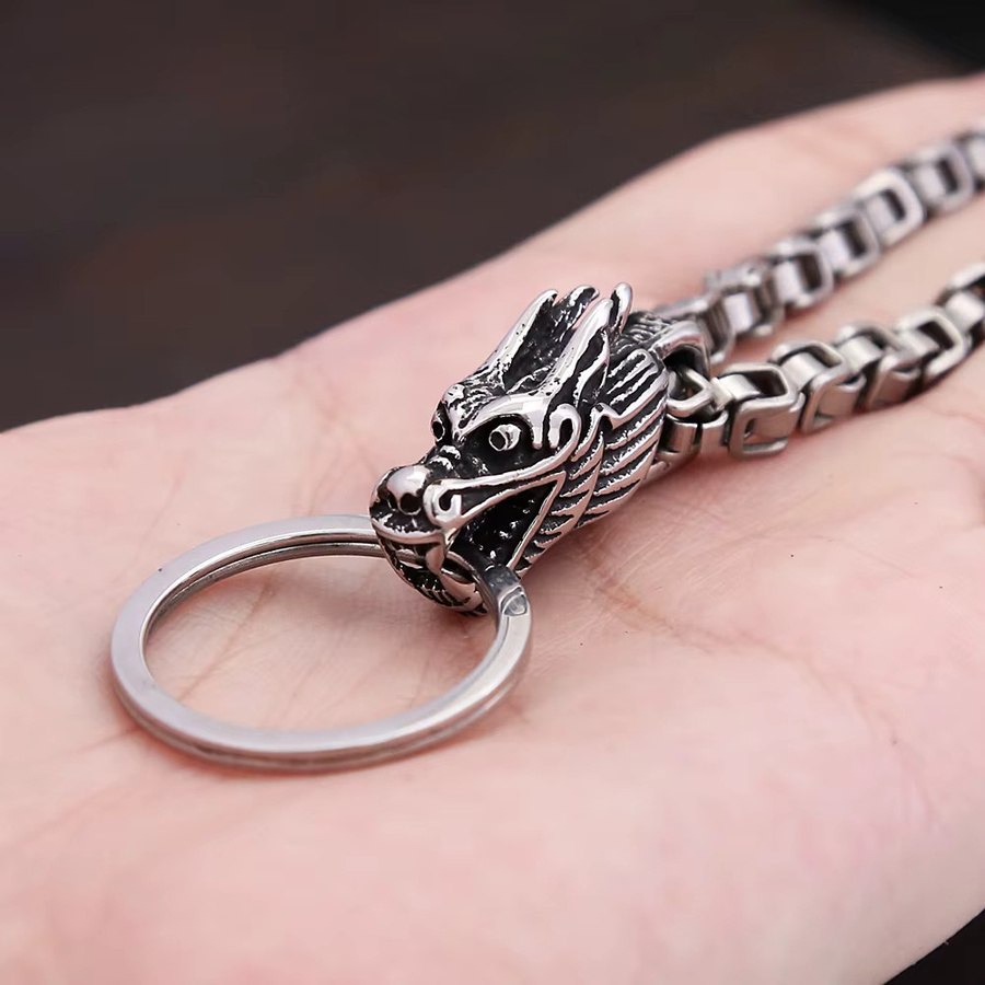 owlucky Schlüsselanhänger Drachen Kopf, Edelstahl, Unisex - Bild 2