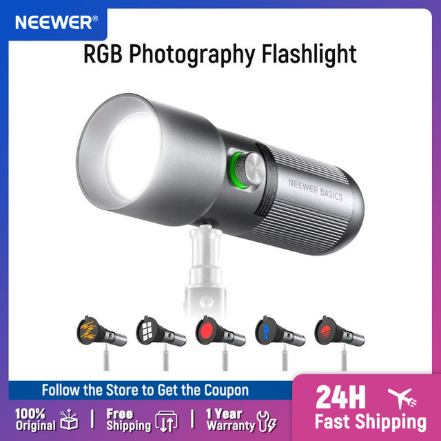 NEEWER Basics RGB Tragbarer LED-Videospot mit 20 GOBO-Filtern, 7500mAh Akku und CRI95+, Schwarz/Multicolor - Bild 1