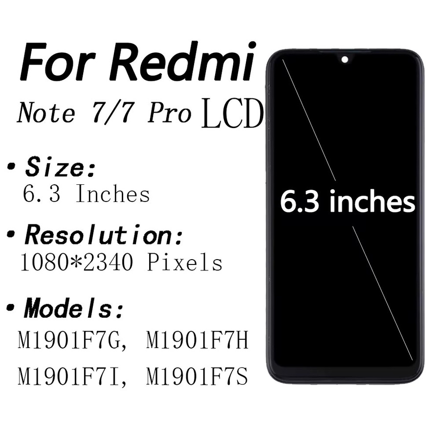 Xiaomi Redmi Note 7 LCD Display mit 6,53 Zoll IPS Touchscreen Digitizer Ersatzteil in Schwarz - Bild 2