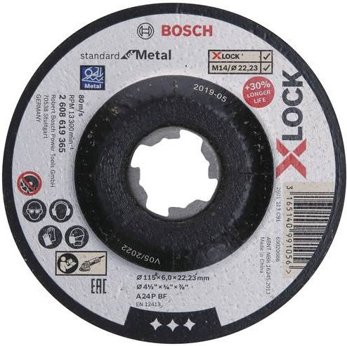Bosch X-LOCK Schruppscheibe gerade Schwarz Durchmesser: 115 mm, Bohrungs-Ø: 22,23 mm - Bild 1