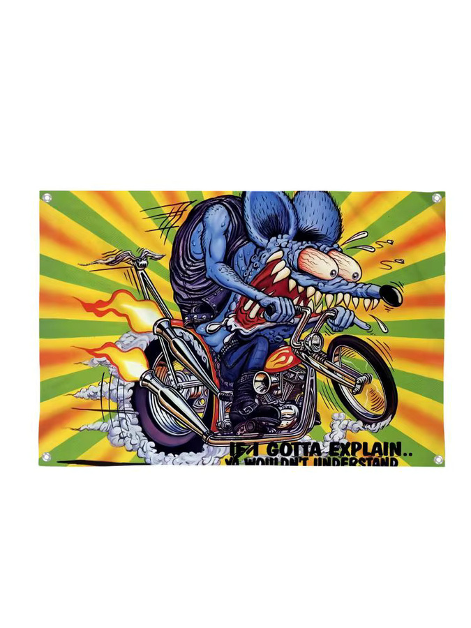 Rat Fink Stoffflagge Minimalistisches Outdoor-Gartenbanner Multicolor Breite: 80 cm, Höhe: 80 cm - Bild 4