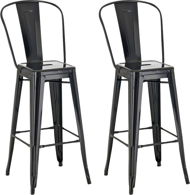 TPFLiving 2er Set Barhocker Adnan in Schwarz aus Metall, Höhe: 115 cm, Breite: 44 cm, Tiefe: 52 cm - Bild 1