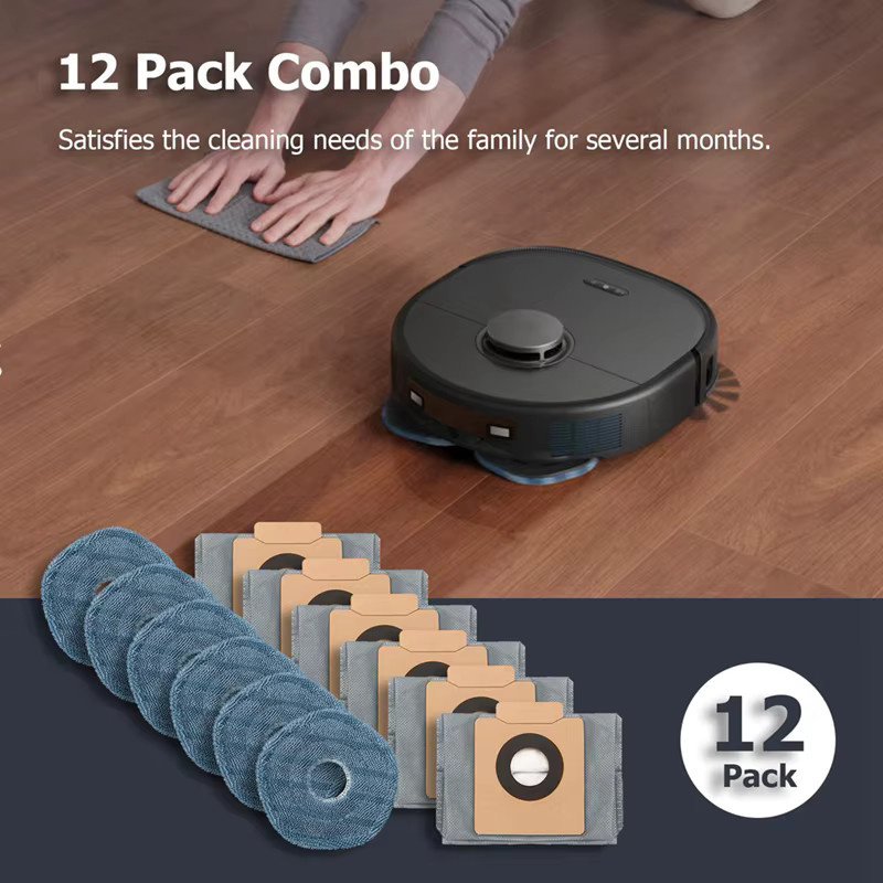 Dreame 12er-Pack Roboter-Staubsauger-Ersatzset mit Staubbeuteln und Wischpads für X10 Pro Omni-A57M in Purple - Bild 5