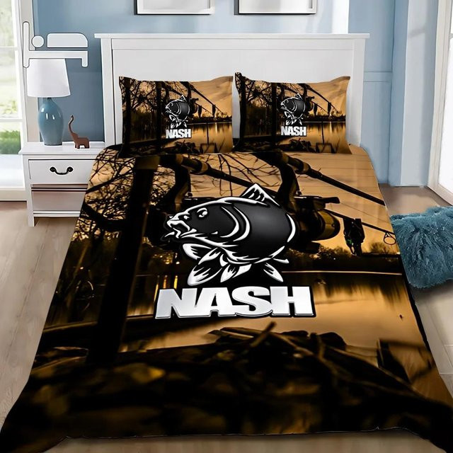 Nash Fishing Bettwäscheset aus Mikrofaser mit Bettbezug und Kissenbezug, Mehrfarbig, B/H: 140 x 200 cm - Bild 1