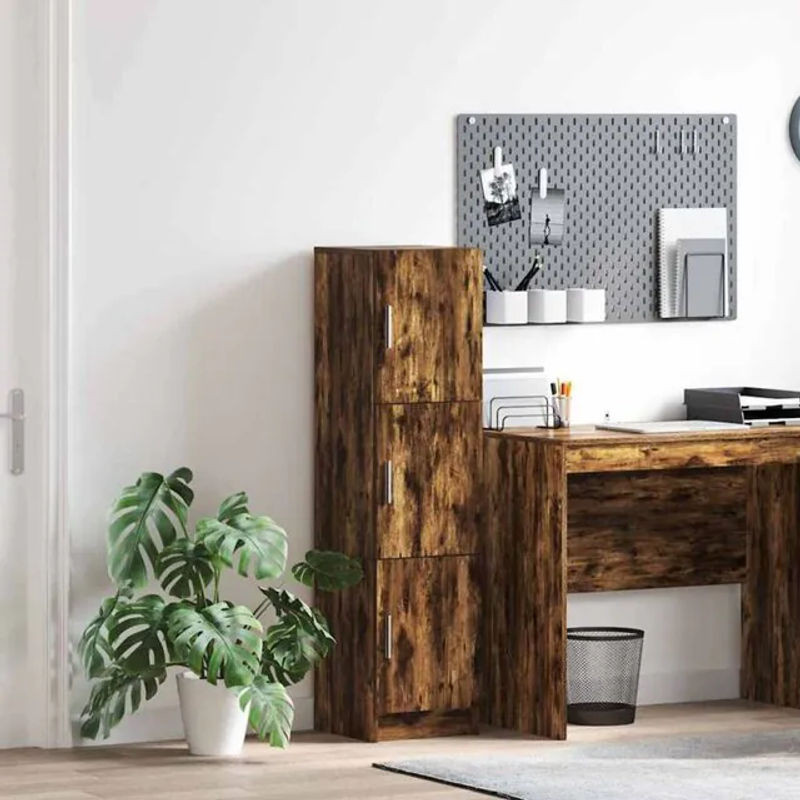 Vidaxl Highboard Räuchereiche Braun aus Holzwerkstoff Modern Minimalistisch B/T/H: 31,5 x 32 x 122,5 cm - Bild 1