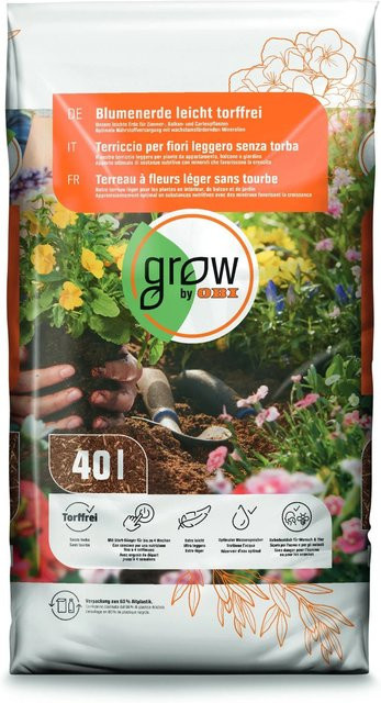 GROW by OBI Blumenerde reich torffrei 40 kg - Bild 1