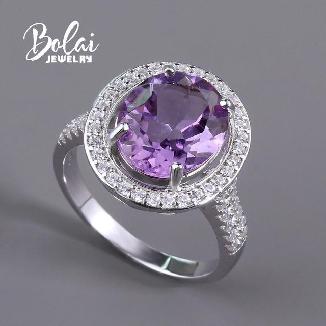 Bolaijewelry Ring 925 Silber, Amethyst, violett, Damen, Ringgröße 8 - Bild 1