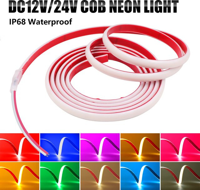 XUNATA COB-LED-Streifen IP68 wasserdicht, flexibles Neonlicht-Band aus Silikon, RGB in Weiß, Rot, Grün, Blau und Gelb - Bild 1