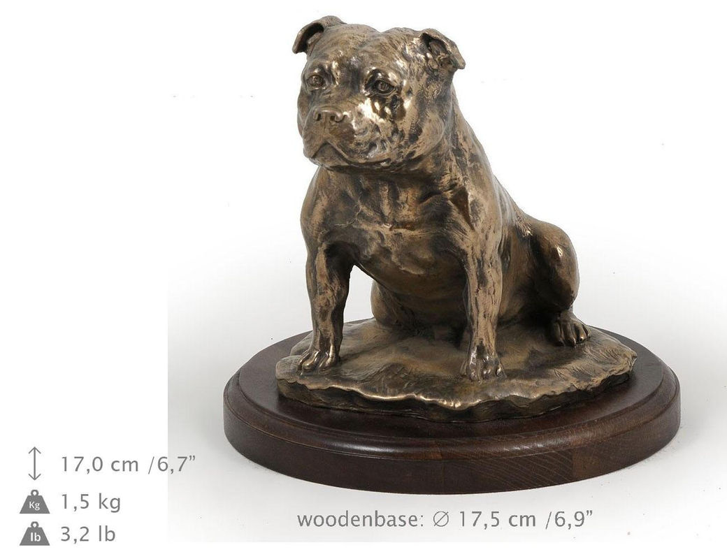 Staffordshire Bull Terrier Hundestatue Art-Dog braun Dekorationsfigur aus Kunstharz für dein Büro oder als Trophäe Höhe: 37,5 cm - Bild 4