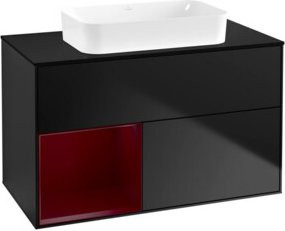 V&B Waschtischunterschrank Finion mit Wandbeleuchtung, Blau lackiert, B: 100 cm, T: 60,3 cm - Bild 1