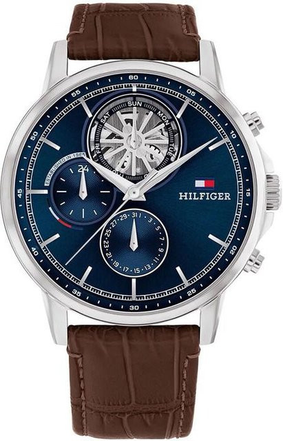 Tommy Hilfiger Herrenuhr, Quarz, Edelstahl, Leder, Blau, 5 ATM - Bild 1
