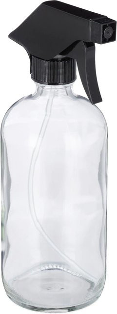 Relaxdays Sprühflaschen 2er Set aus Glas und Kunststoff, transparent und schwarz, verstellbar und nachfüllbar, 500 ml, B/T/H: 7 x 10 x 22 cm - Bild 1