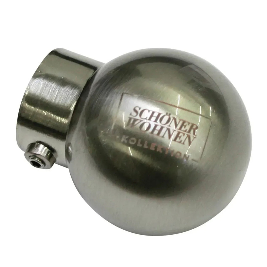 Schöner Wohnen Endstück Kugel Leon für Gardinenstange aus Edelstahl, Silber, 2 Stück, Durchmesser: 20 mm - Bild 2