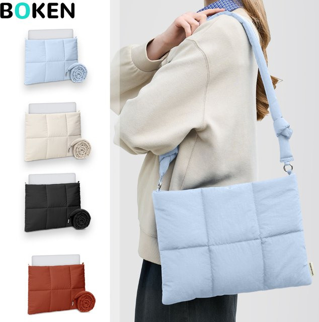 BOKEN Puffy Laptop Sleeve Bag für MacBook Air Pro und Tablets in Blau mit verstellbarem Trageriemen - Bild 1