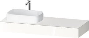 Duravit Konsole Qatego in Weiß Hochglanz mit einem Ausschnitt für Waschbecken links, B/T/H: 140 x 55 x 17 cm - Bild 1
