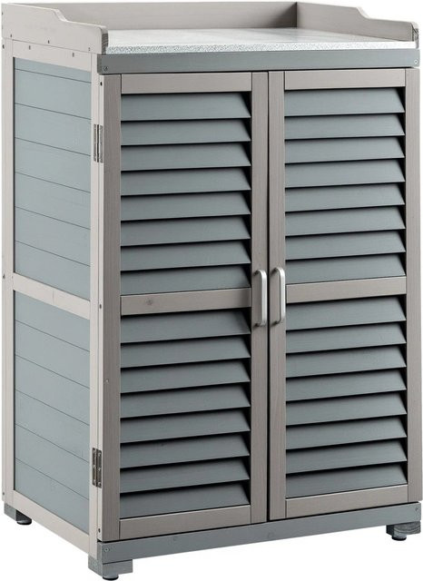 Wiltec Gartentisch Unterschrank in Grau als Pflanztisch und Gartenschrank aus Metall - Bild 1