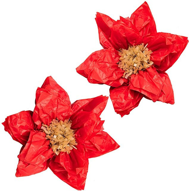 Rico Design Weihnachtsstern Seidenpapierblumen in Rot, 2 Stück, Höhe: 40 cm - Bild 1