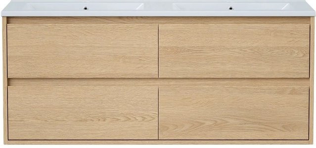 Doppelwaschtisch Milipam in Naturfarben Hell mit Eichenholzfurnier, Breite: 120 cm - Bild 1
