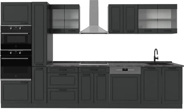 Vicco R-Line Küchenzeile Landhausstil Anthrazit, Breite: 350 cm, Höhe: 232,21 cm, Tiefe: 60 cm - Bild 1