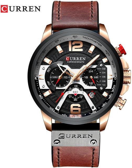 CURREN Chronograph, Analoguhr, Leder, Grau, Herren - Bild 1