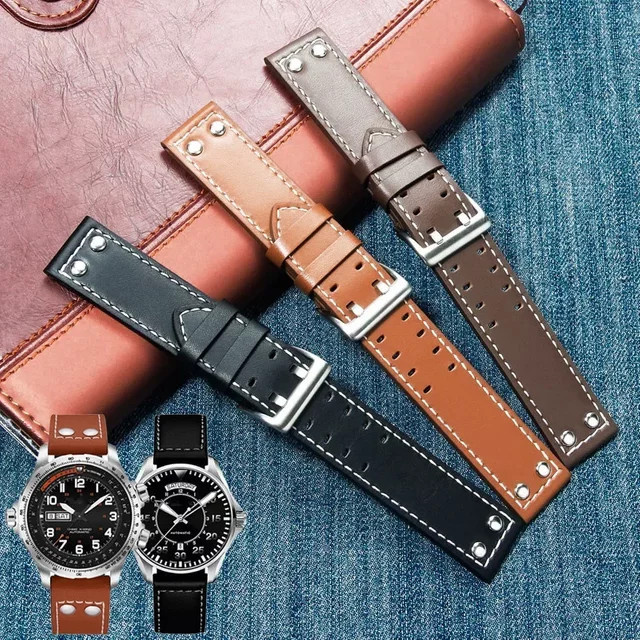 Uhrenarmband Leder, zweireihig, Schwarz, Herren - Bild 1