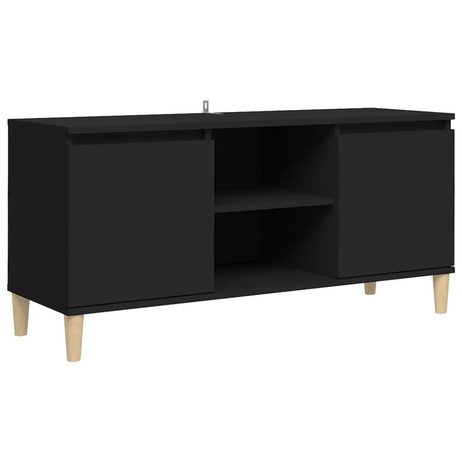 vidaXL TV-Schrank in Schwarz im Skandi-Stil mit Massivholz-Beinen aus Eukalyptus, B/T/H: 103,5 x 35 x 50 cm - Bild 2