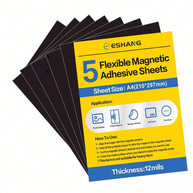 ESHANG A4 Magnetfolien mit Kleberückseite, schwarze flexible Magnetblätter für Büro und DIY Basteln, 0,3 mm Dicke - Bild 1