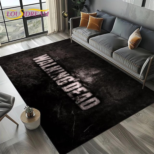 Magic Zhu Walking Dead Teppich mit Rick und Daryl Motiv, rutschfeste Bodenmatte für Wohnzimmer und Schlafzimmer, Farbe: Schwarz, B/T: 80 x 120 cm - Bild 1