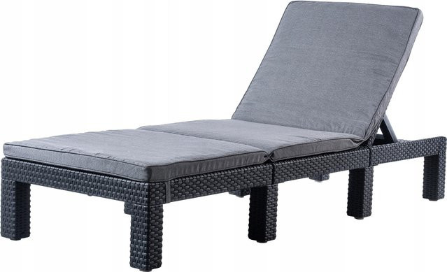 Keter Liegestuhl aus Polyrattan mit wetterfester Matratze und verstellbarer Kopfstütze, grau - Bild 1