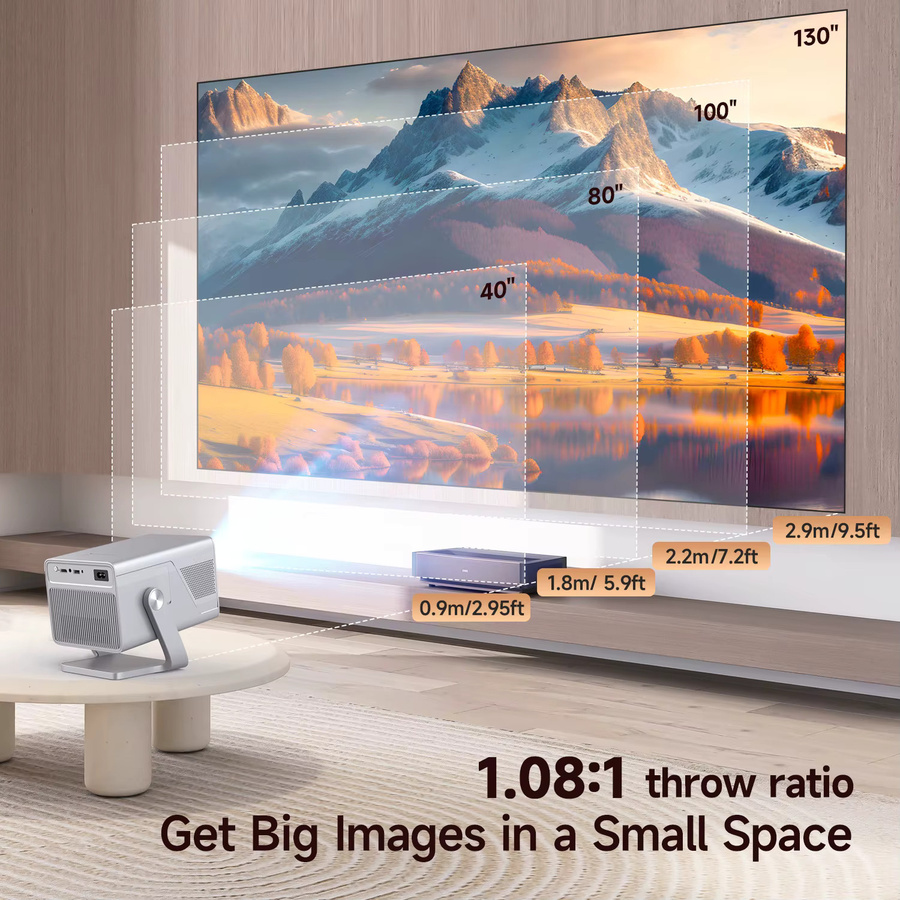 Magcubic X7 Heimkino-Projektor mit Android 14, 1080P Full HD, 8K-Unterstützung, 1000 ANSI Lumen, WiFi 6 und Bluetooth 5.4 mit 5W Lautsprecher - Bild 4