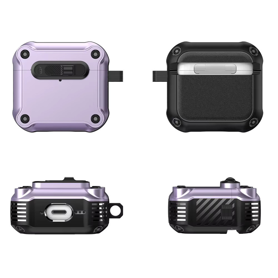 Stoßfeste Schutzhülle DO AS YOU WISH für Apple AirPods 4 3 1 2 und AirPods Pro 2 in Lila - Bild 5