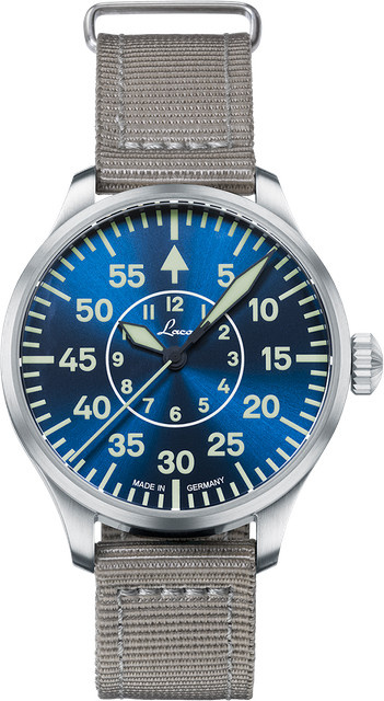 Laco Fliegeruhr, Automatik, Edelstahl, Blau, 39 mm, Textil/NATO - Bild 1