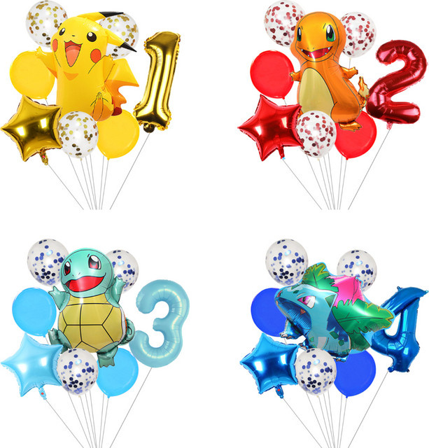 Potdemiel Pikachu Blitzballon-Set für Kindergeburtstage, Mehrfarbige Cartoon-Partydekoration - Bild 1