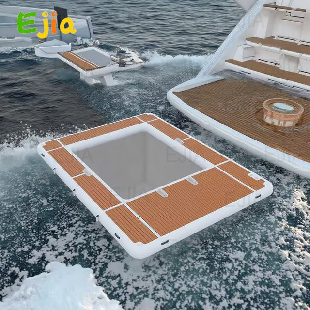 Ejia Aufblasbare Schwimmdock-Plattform mit rutschfester EVA-Oberfläche, Mehrfarbig, B/T: 396 x 305 cm - Bild 1