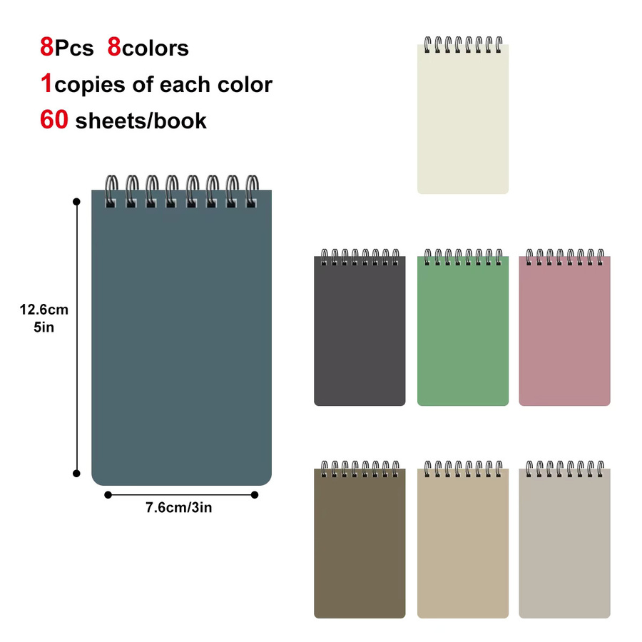 Mini-Spiralnotizblöcke mit linierten Seiten in Multicolour, 8 oder 16 Stück, Softcover, B/H: 7,62 x 7,62 cm - Bild 2