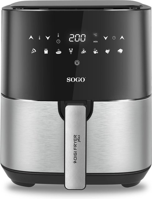 SOGO Heißluftfritteuse FRE-SS-10830 mit Digitaldisplay in Silber und Edelstahldesign, 5l - Bild 1